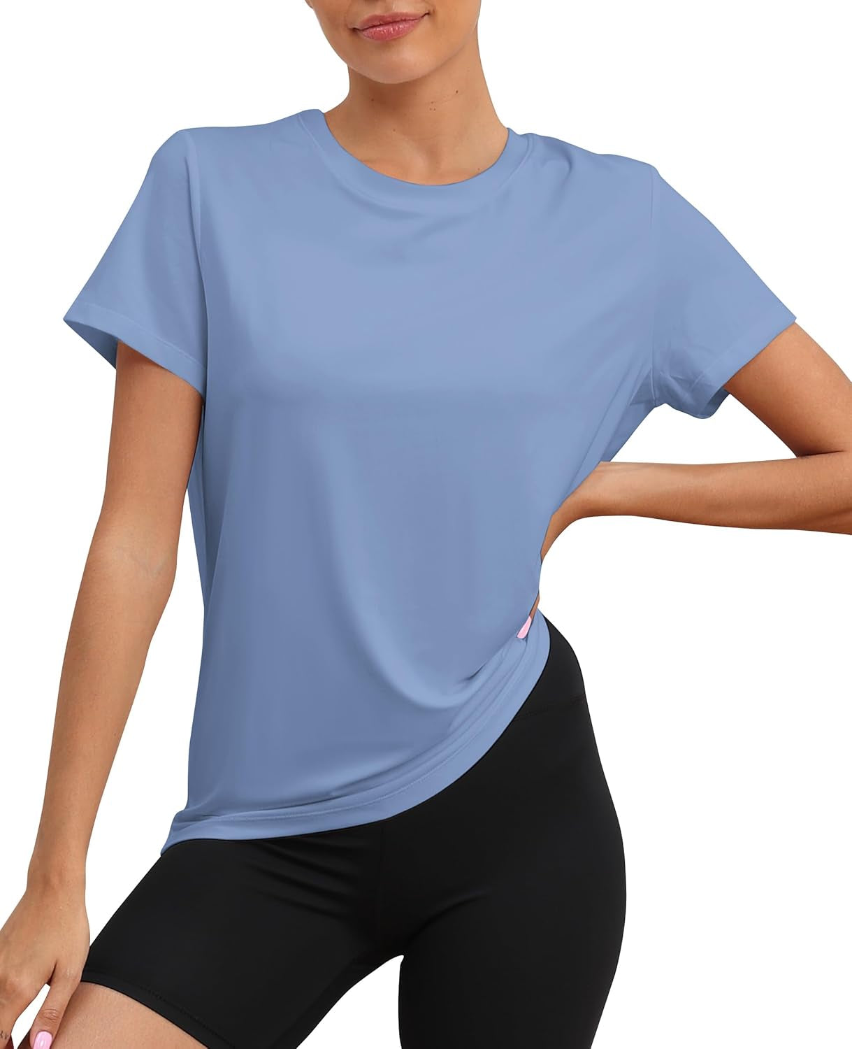 Workout Tops for Women UPF50+ Breathable Loose Fit Yoga T Shirts Short Sleeve Running Gym Athletic Tee Top