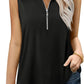 Womens Ribbed Tank Top Zipper V Neck Dressy Casual Blouses Sleeveless Camisole Tops Work Tank Polo Shirts