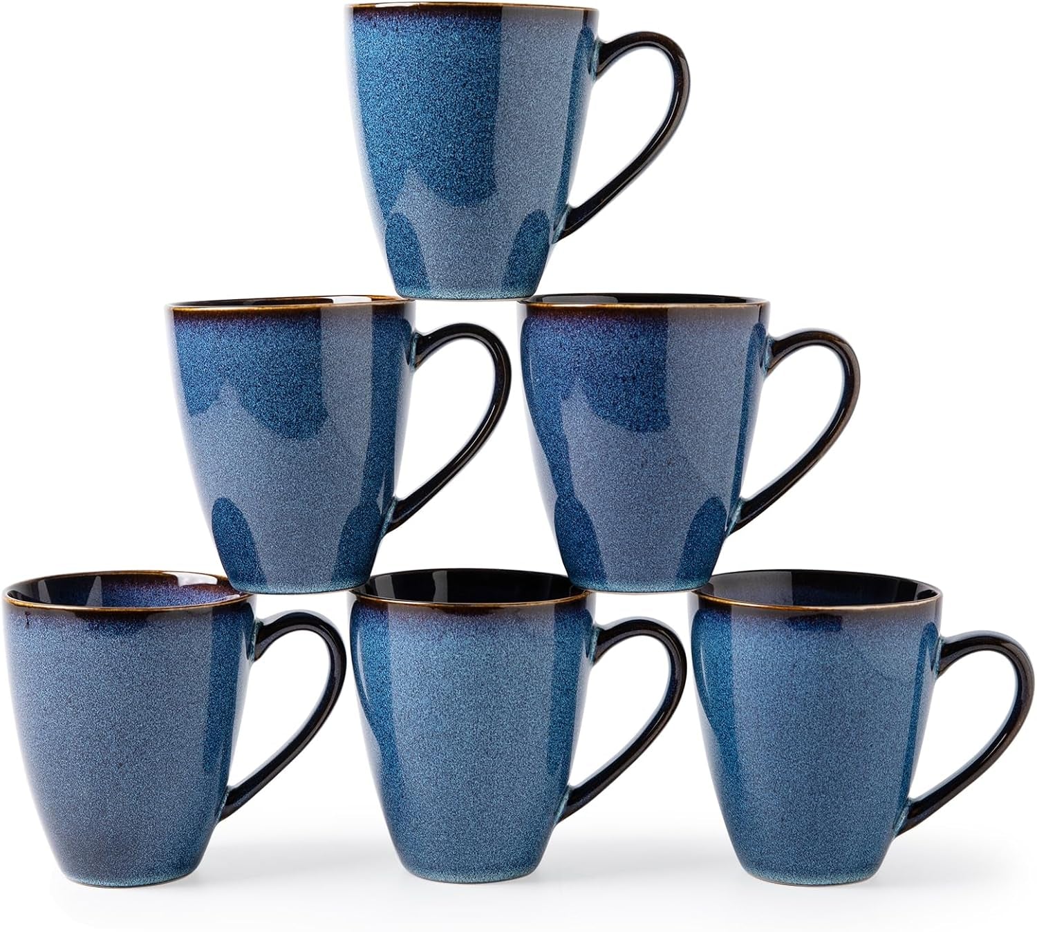 17 OZ Coffee Mugs Set of 6, Large Ceramic Coffee Mugs，Modern Coffee Mugs Set with Handle for Tea/Latte/Cappuccino/Milk/Cocoa, Funny Tea Cups for Office and Home, Engagement Gifts. (Starry Blue)