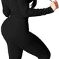 Women Two Piece Outfits Workout Sets Bodycon Tracksuit Long Sleeve Zip up Hoodie Jacket Jogger Matching Sweat Pants Set