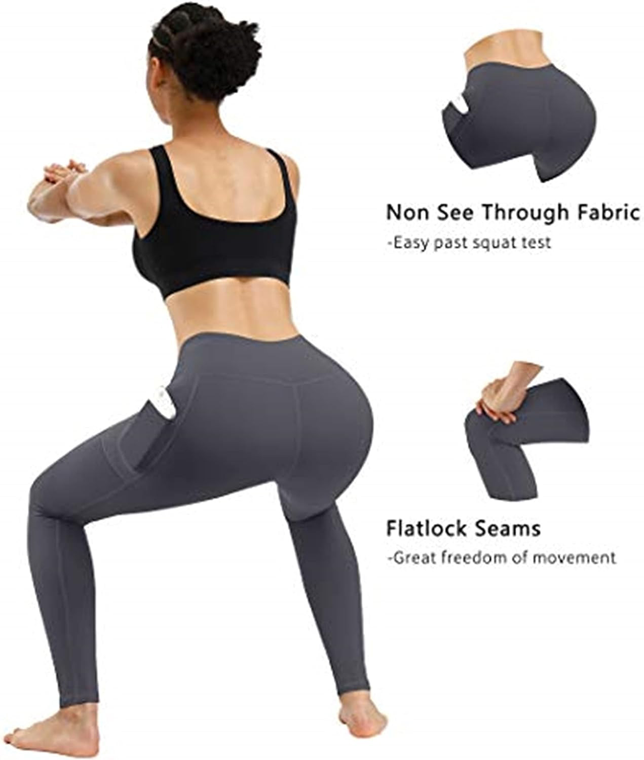 2 Pack High Waist Yoga Pants, Pocket Yoga Pants Tummy Control Workout Running 4 Way Stretch Yoga Leggings