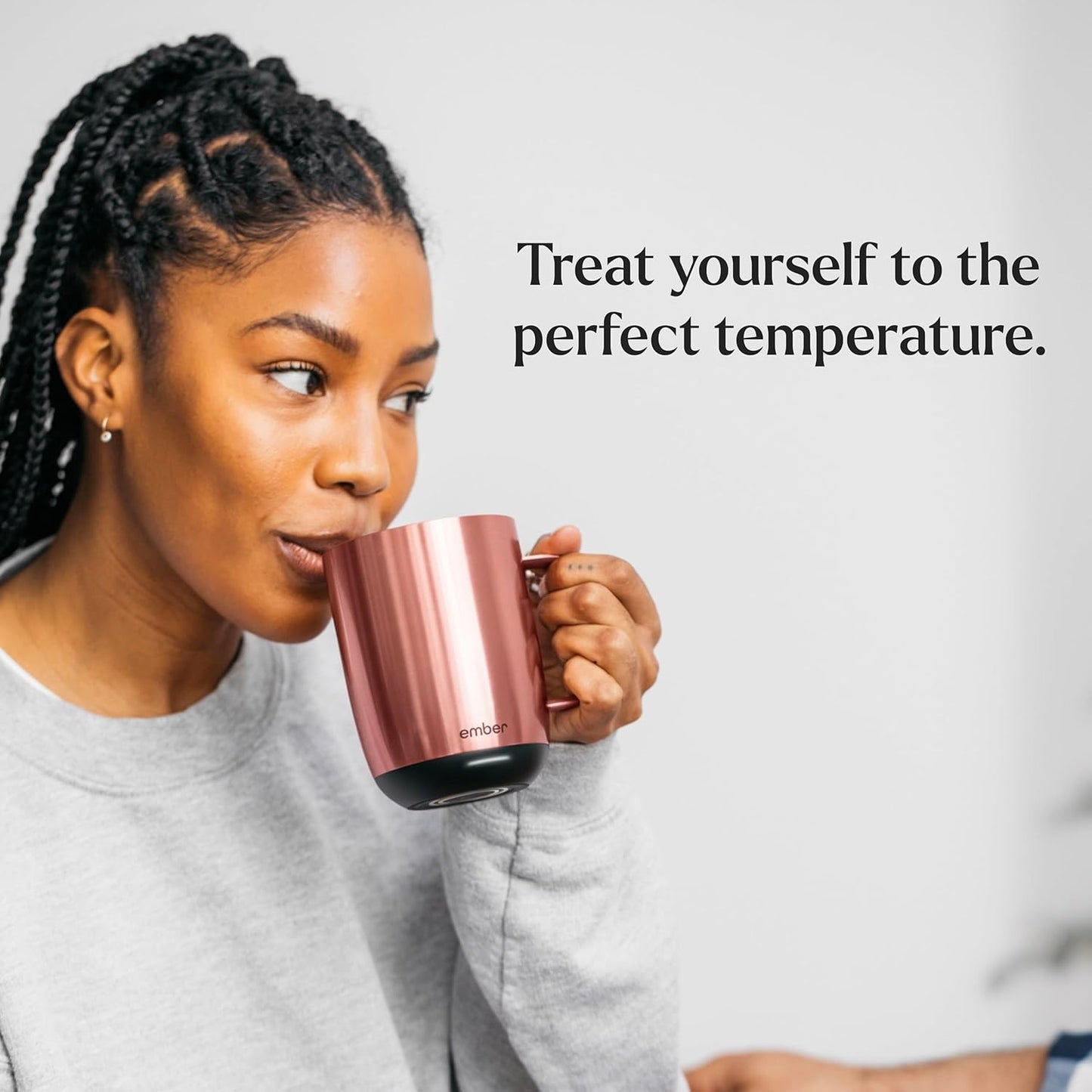 Temperature Control Smart Mug 2, 14 Oz, App-Controlled Heated Coffee Mug with 80 Min Battery Life and Improved Design, Rose Gold