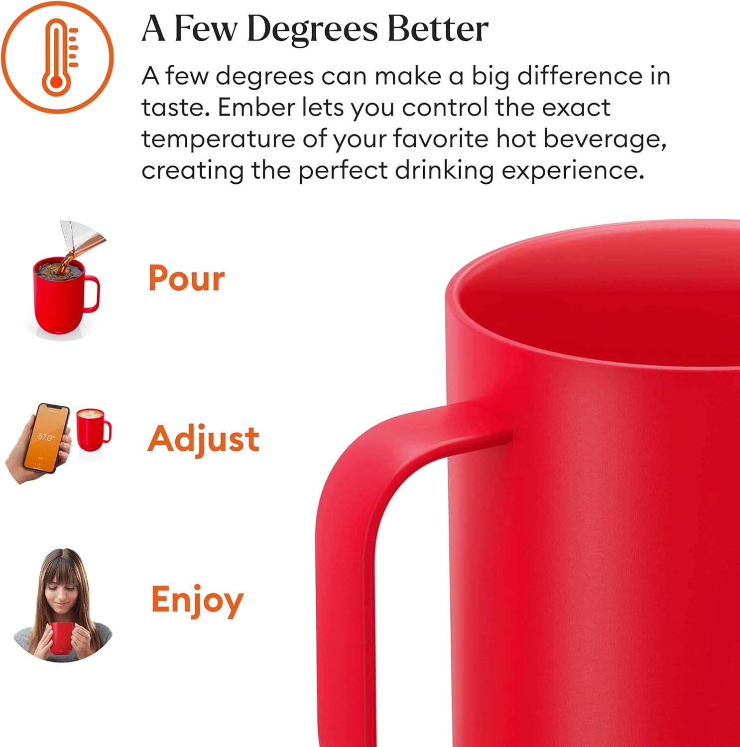 Temperature Control Smart Mug 2, 14 Oz, App-Controlled Heated Coffee Mug with 80 Min Battery Life and Improved Design, Red