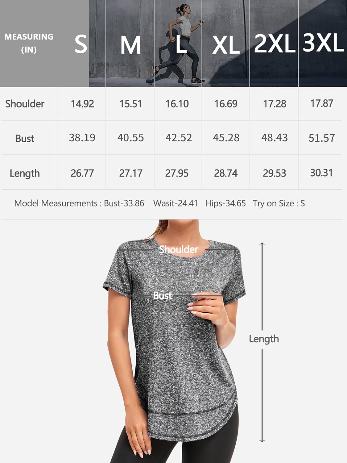 Women'S Short Sleeve Workout Shirts Crewneck Sports Yoga Running Dry Fit Tops Side Split Tee