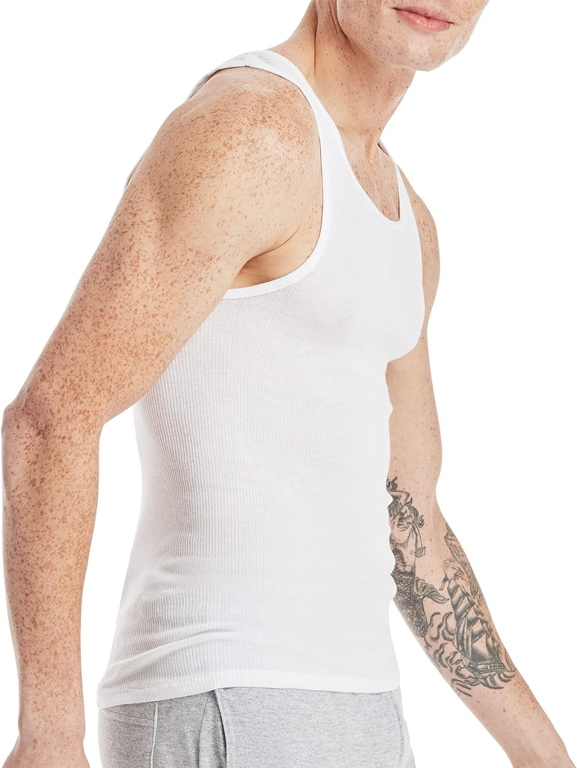 Men'S Cotton Tank Undershirts Pack, Moisture-Wicking Ribbed Tanks, Lightweight Cotton Tank Undershirts, 6-Pack