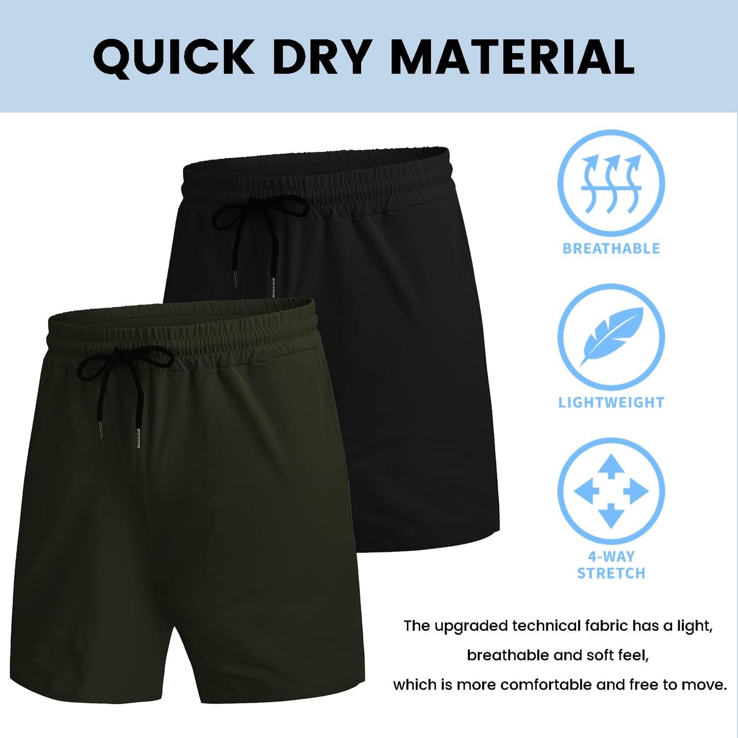 Men'S 2 Pack Gym Workout Shorts 7 Inch Quick Dry Athletic Shorts Lightweight Running Shorts with Pockets