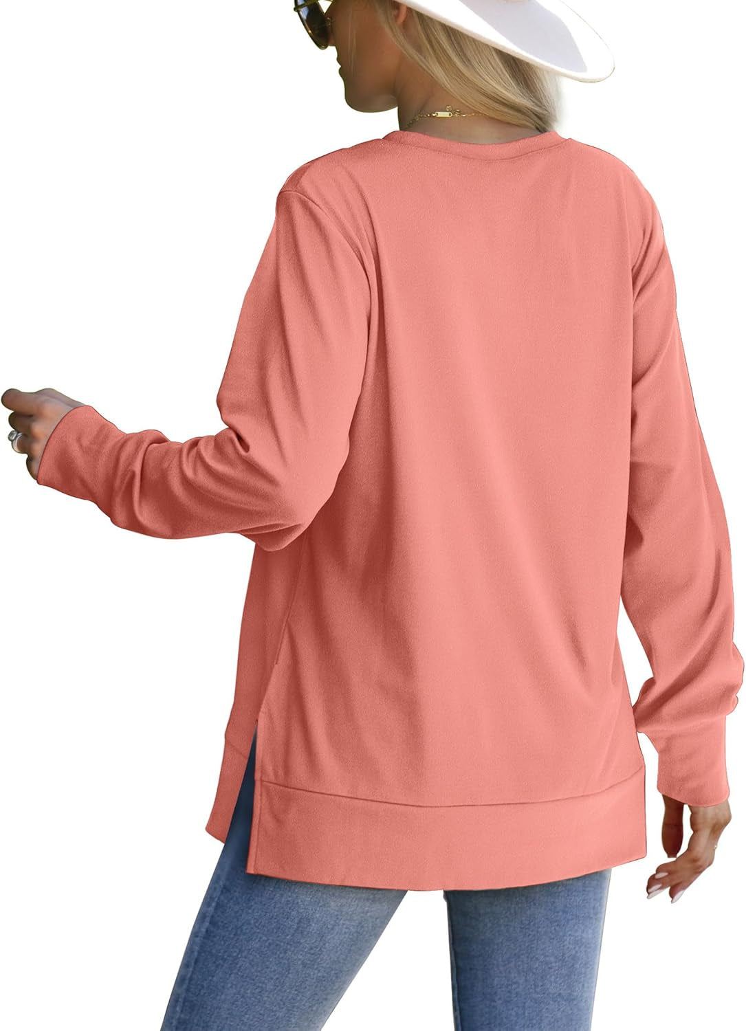 Sweatshirt for Women Side Split Fall Fashion 2024 Long Sleeve Shirts Trending Now