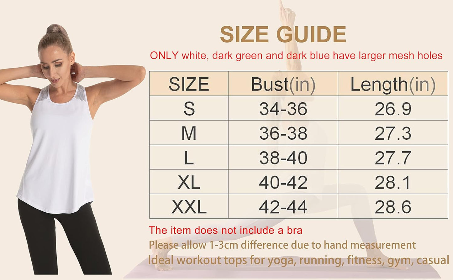 Womens Workout Tops for Women Racerback Tank Tops Mesh Yoga Shirts Athletic Running Tank Tops Sleeveless Gym Clothes