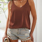 Womens Silk Satin Camisole Tank Tops V Neck Spaghetti Strap Blouses Cross Back Sleeveless Cami Shirt