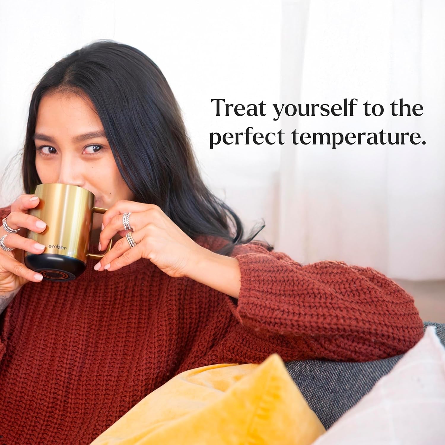 Temperature Control Smart Mug 2, 10 Oz, App-Controlled Heated Coffee Mug with 80 Min Battery Life and Improved Design, Gold