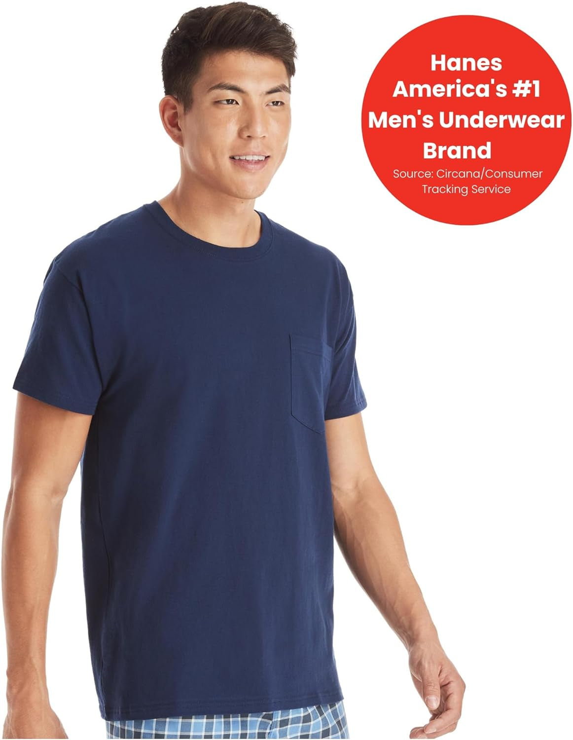 Men'S Pocket Undershirt Pack, Cotton Crew Neck T-Shirt, Moisture Wicking Tee, Assorted 6-Pack