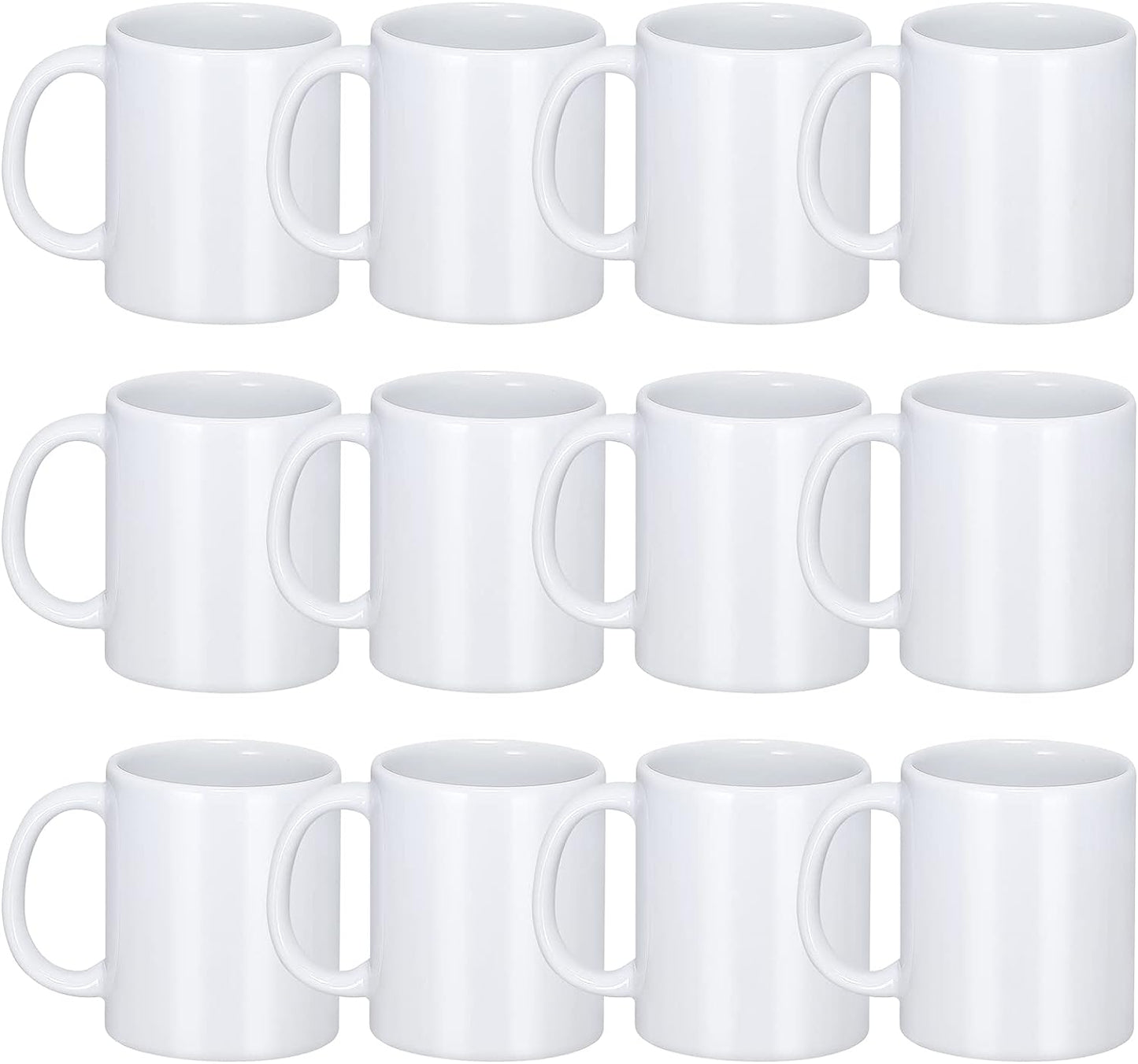 Sublimation Mugs, Premium Coffee Mugs Set of 12 White Ceramic Sublimation Cups 11 Oz Christmas Coffee Mug for Soup Tea Milk Latte Hot Chocolate