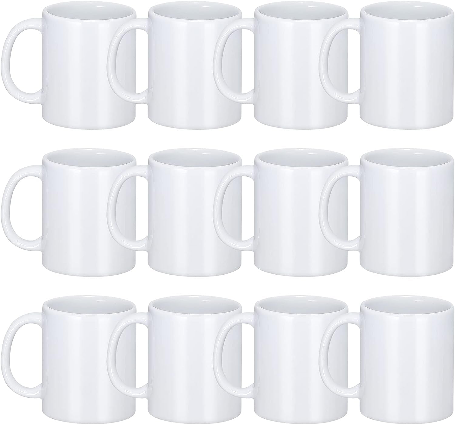 Sublimation Mugs, Premium Coffee Mugs Set of 12 White Ceramic Sublimation Cups 11 Oz Christmas Coffee Mug for Soup Tea Milk Latte Hot Chocolate