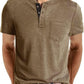 Mens Casual Short Sleeve Henley Shirts Fashion Button T Shirts with Pocket