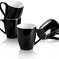 Porcelain Coffee Mugs - 16 Ounce (Top to the Rim) for Coffee, Latte, Tea, Cocoa, Set of 4, Black