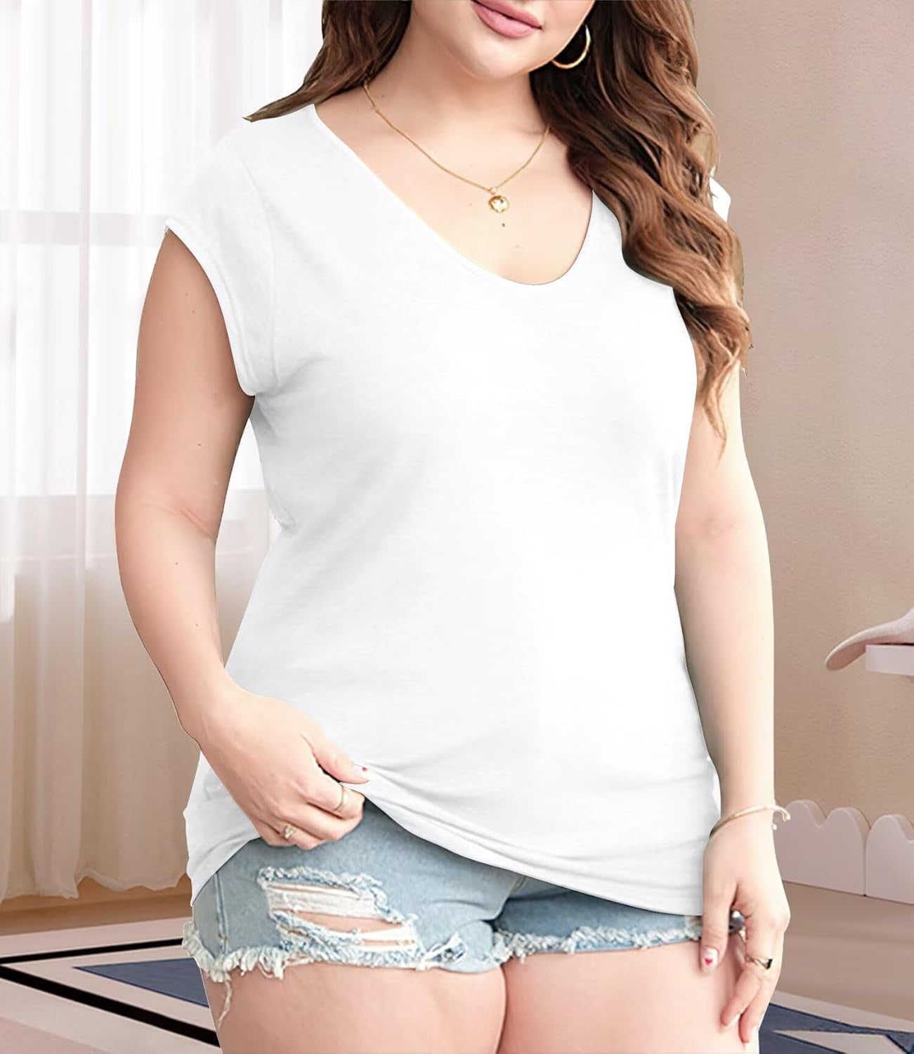 3 Pack Women'S Cap Sleeve Tank Tops U Neck Spring Summer Tops Casual Loose Fit Basic Tee Shirts 2024 Fashion Clothes