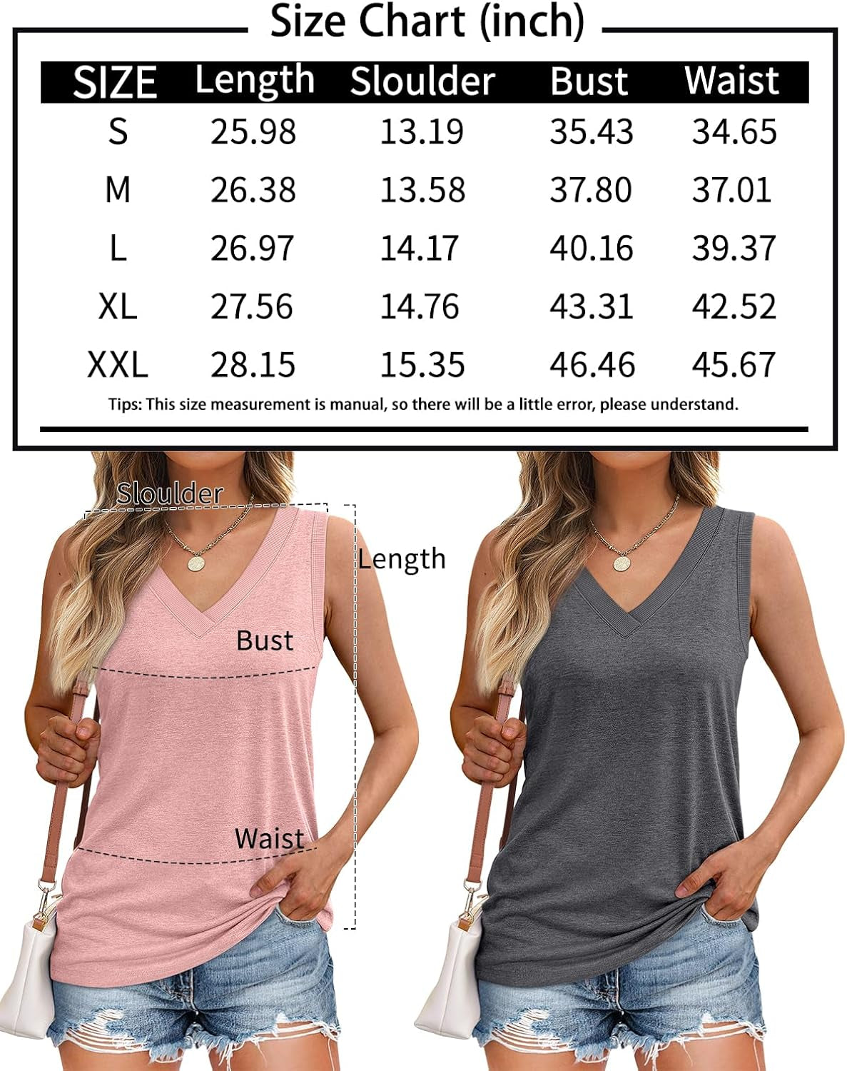 3 Pack Tank Top Women 2024 Sleeveless V Neck Summer Causal Loose Fit Tops Basic Flowy Dressy Cute Long Shirts Outfits