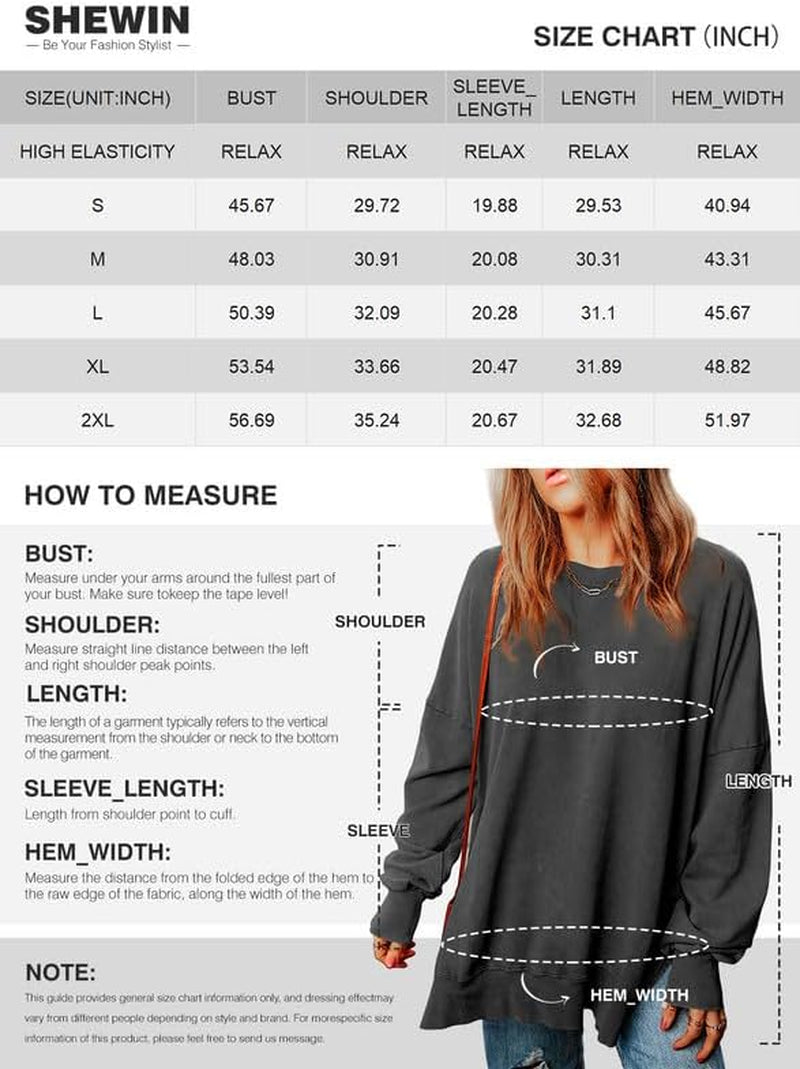 Womens Sweatshirt Casual Long Sleeve Crewneck Lightweight Pullover Tops Loose Sweatshirts