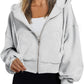 Hoodies for Women Full Zip up Cropped Sweatshirts Jackets Casual Comfy Gym Tops Fall Outfits Winter Clothes 2024