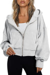 Hoodies for Women Full Zip up Cropped Sweatshirts Jackets Casual Comfy Gym Tops Fall Outfits Winter Clothes 2024