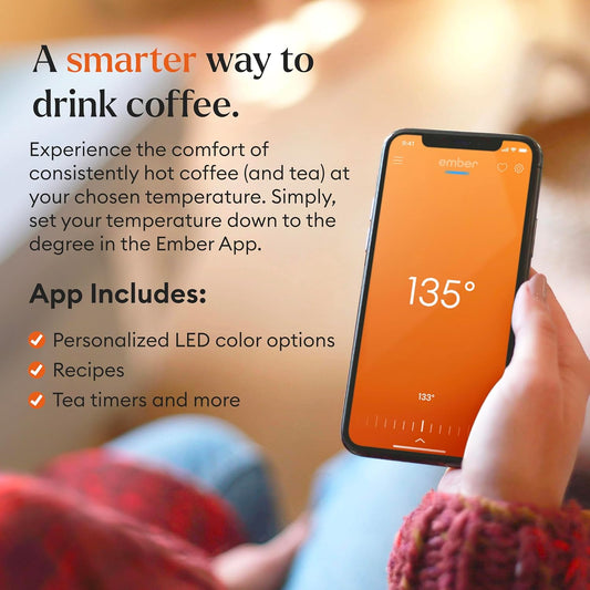 Temperature Control Smart Mug 2, 10 Oz, App-Controlled Heated Coffee Mug with 80 Min Battery Life and Improved Design, Gold