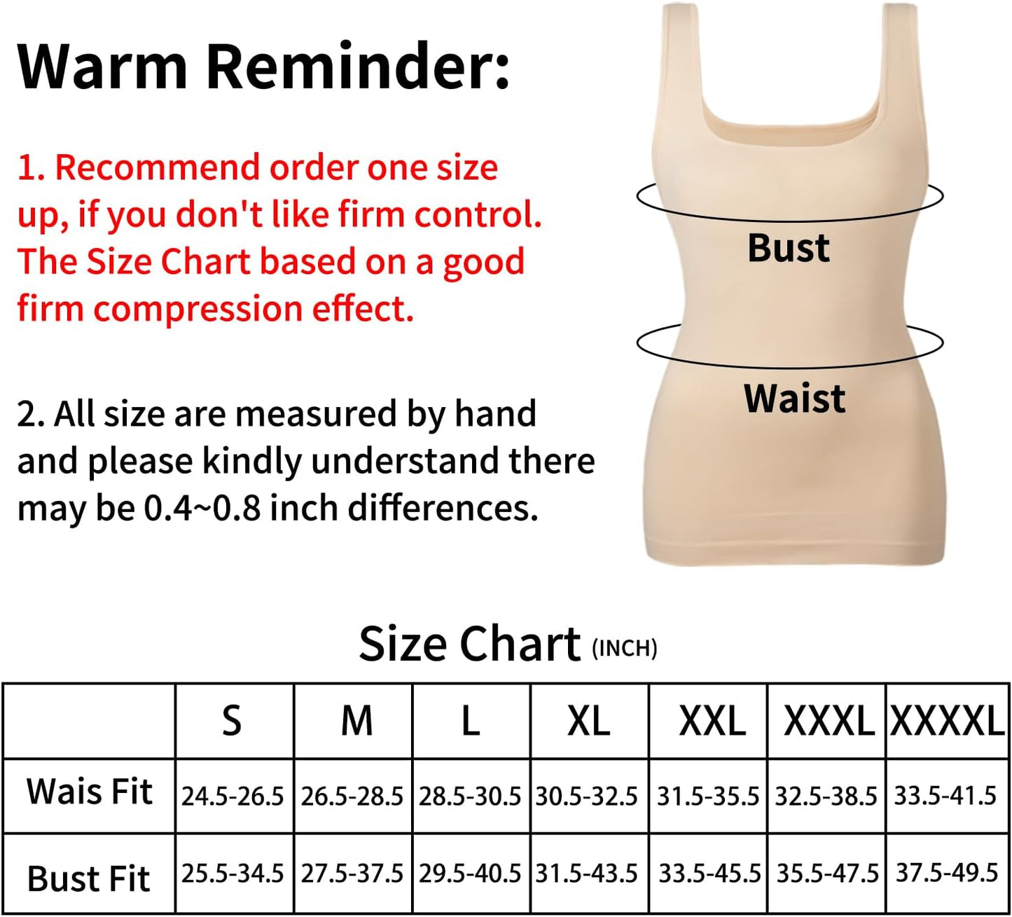 Women Tummy Control Shapewear Tank Tops Seamless Square Neck Compression Tops Slimming Body Shaper Camisole