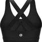 Sports Bra for Women, Criss-Cross Back Padded Strappy Sports Bras Medium Support Yoga Bra with Removable Cups