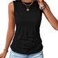 Womens Ruched Tank Tops Crewneck Sleeveless Tops Dressy Casual Spring Summer Tops for Women 2024