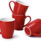 Porcelain Coffee Mugs - 16 Ounce (Top to the Rim) for Coffee, Latte, Tea, Cocoa, Set of 4, Red