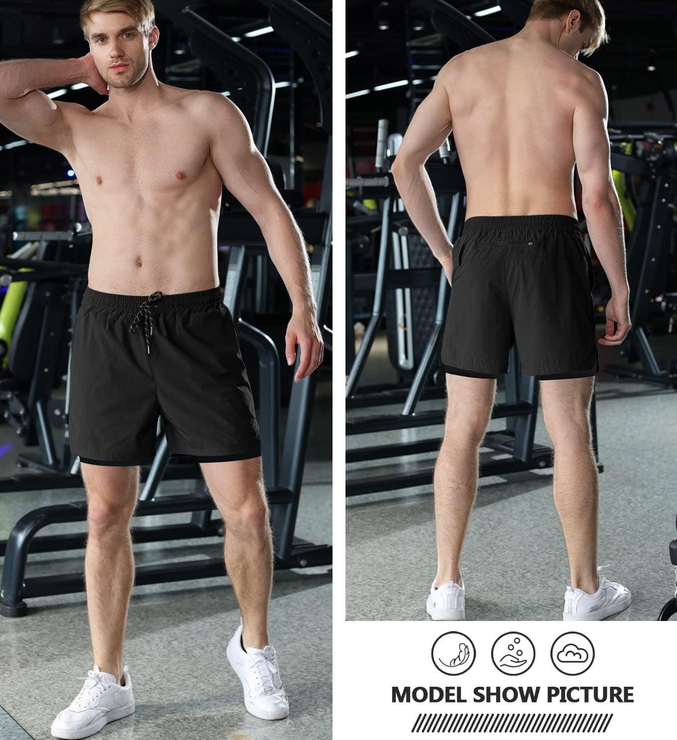 Men’S 2 in 1 Running Shorts, Workout Gym Athletic Shorts for Men Quick Dry Lightweight Training Shorts with Pockets