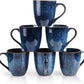 Coffee Mug Set, 12 Ounce, Set of 6, Ceramic Mug for Men, Women, Unique Glazed Mugs with Handle for Coffee, Tea, Milk, Cocoa, Cereal(Blue)