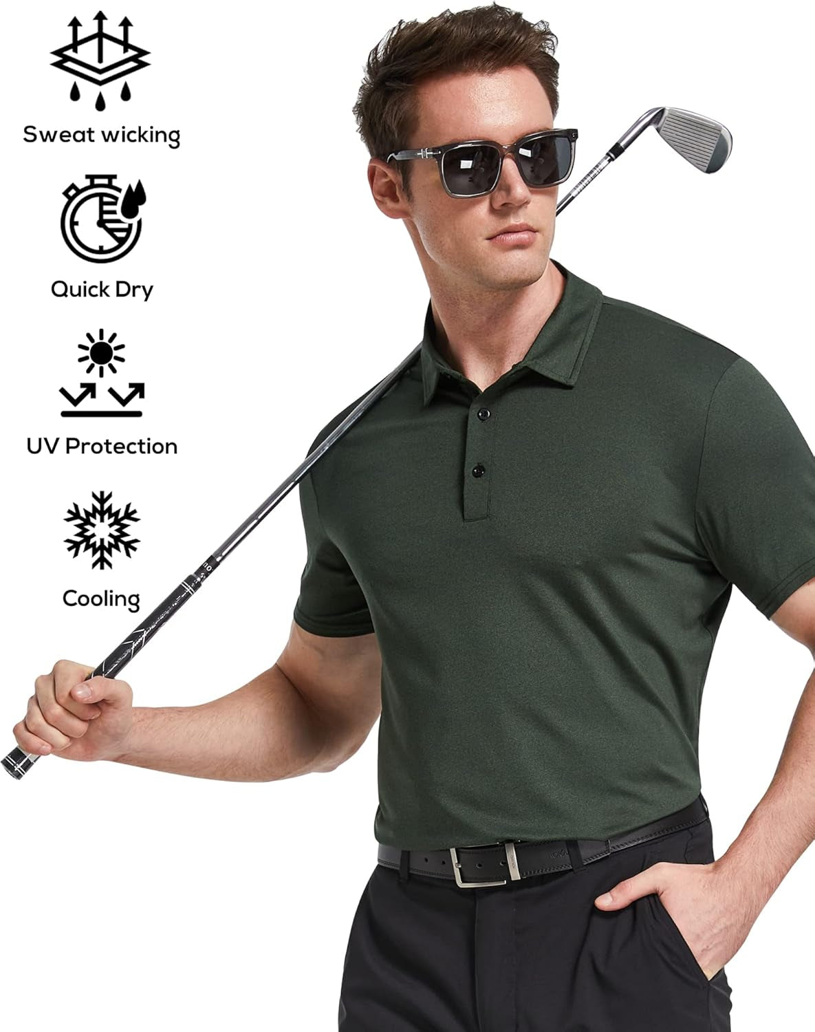 4/5 Pack Mens Polo Shirts Quick Dry Short Sleeve Golf T Shirt Performance Moisture Wicking Casual Workout