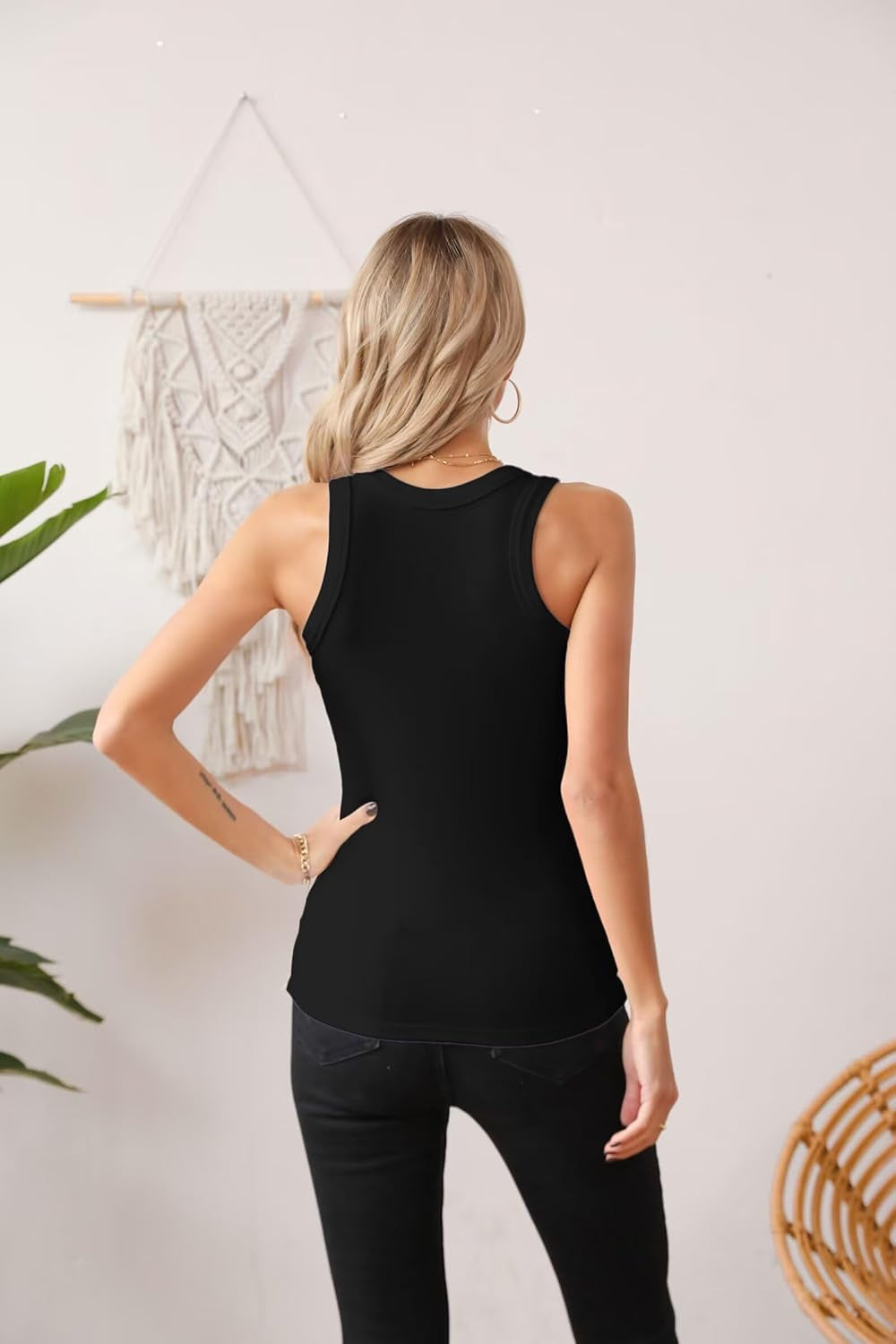 Women Tank Tops Summer Sleeveless Basic Cami Top Shirt Slim Knit Ribbed Racerback Blouses