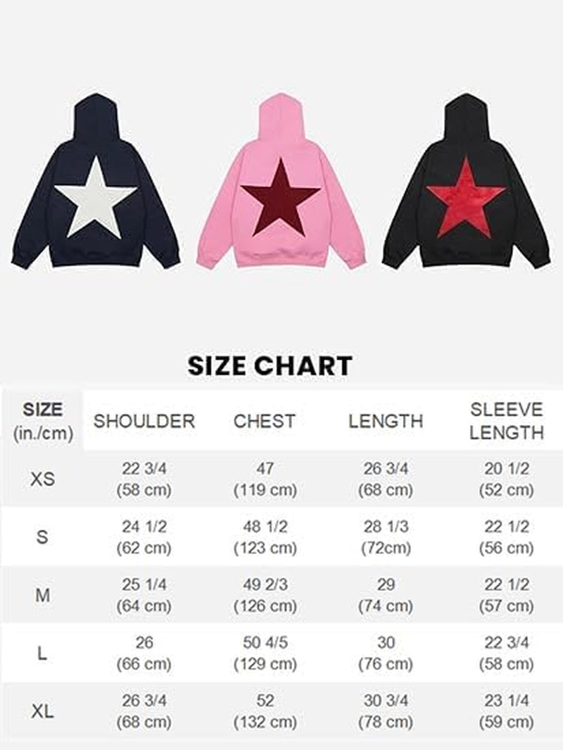 Star Graphic Hoodies Oversized Y2K Hooded Sweatshirt Fashion Hoodie Streetwear Unisex Pullover Tops