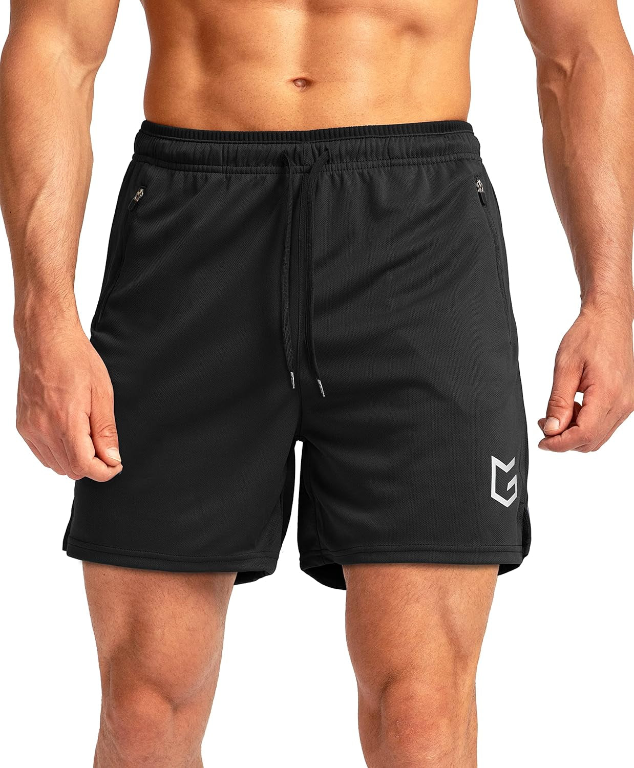 Men'S Running Shorts with Zipper Pockets Quick Dry Gym Athletic Workout 5" Shorts for Men