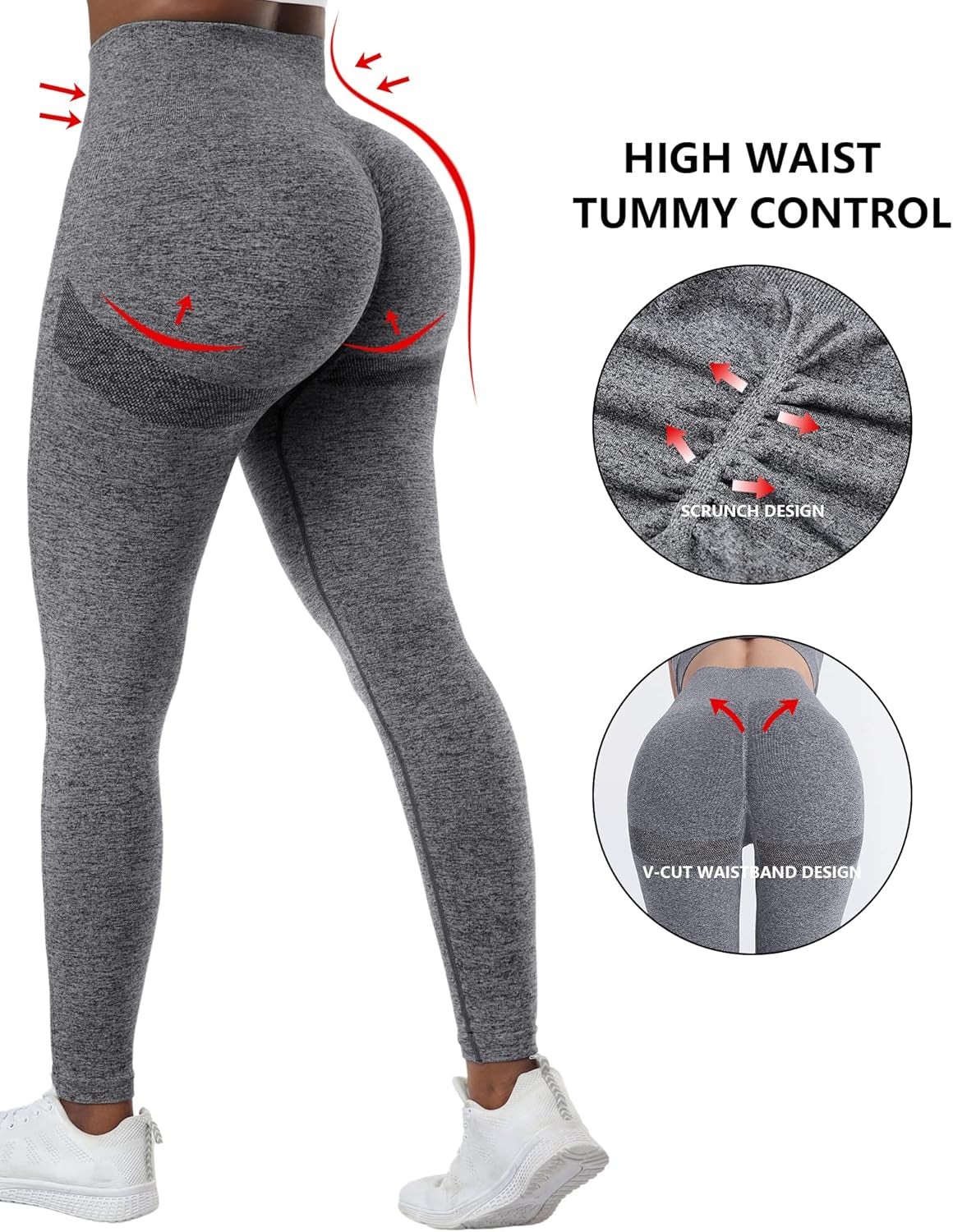 4 Piece Butt Lifting Workout Leggings for Women, Seamless Gym Scrunch Booty Lifting Sets