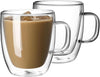 Double Wall Glass Coffee Mugs - 12.5 Oz Insulated Clear Coffee Mugs Set of 2, Perfect for Espresso, Cappuccino, Latte, Americano, Tea Bag, Beverage