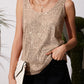 Womens Summer Fashion Sequin Tops Scoop Neck Sequin Sparkle Shimmer Sleeveless Tanks Tops Blouses