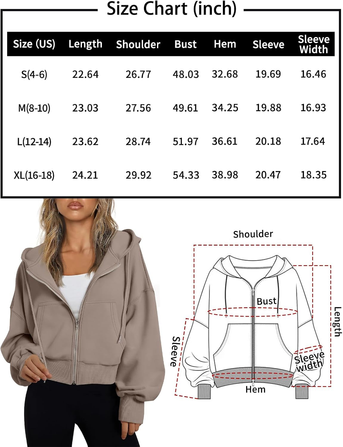 Hoodies for Women Full Zip up Cropped Sweatshirts Jackets Casual Comfy Gym Tops Fall Outfits Winter Clothes 2024