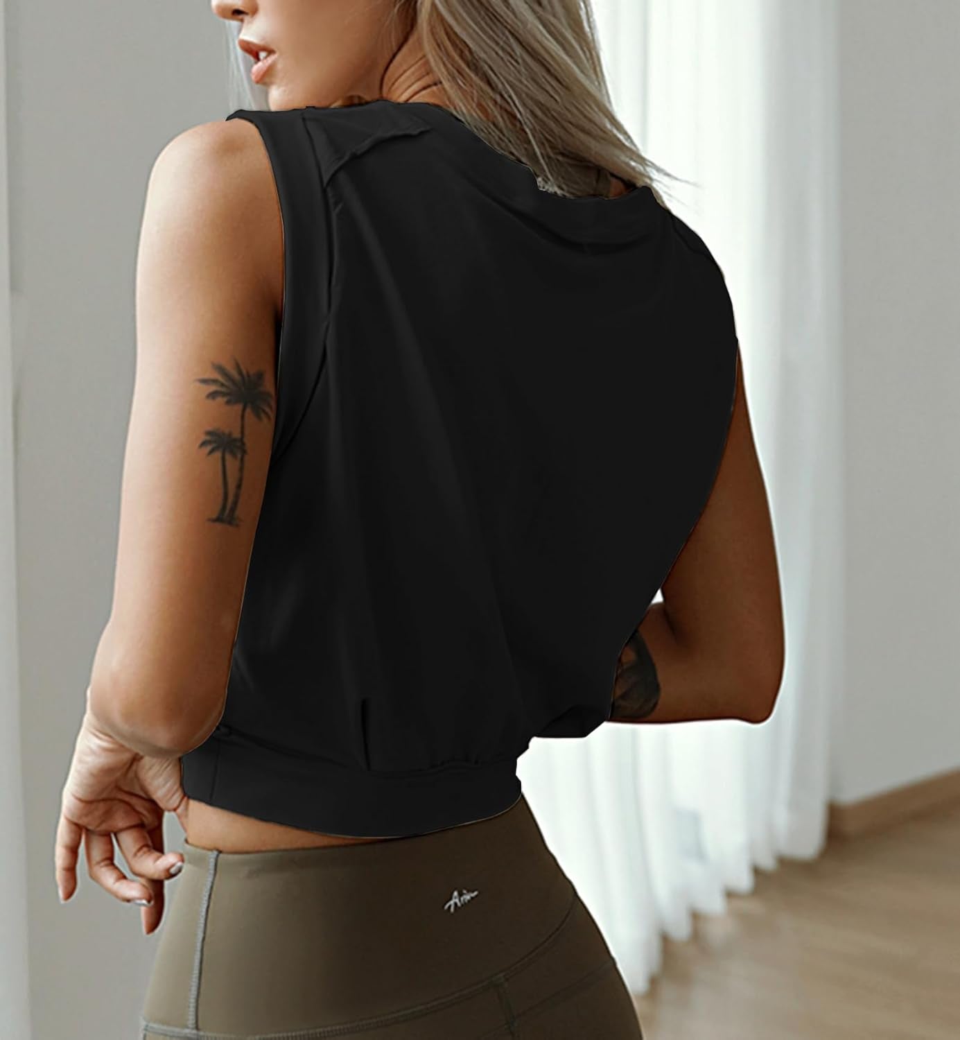 Crop Top Athletic Shirts for Women Cute Sleeveless Yoga Tops Running Gym Workout Shirts