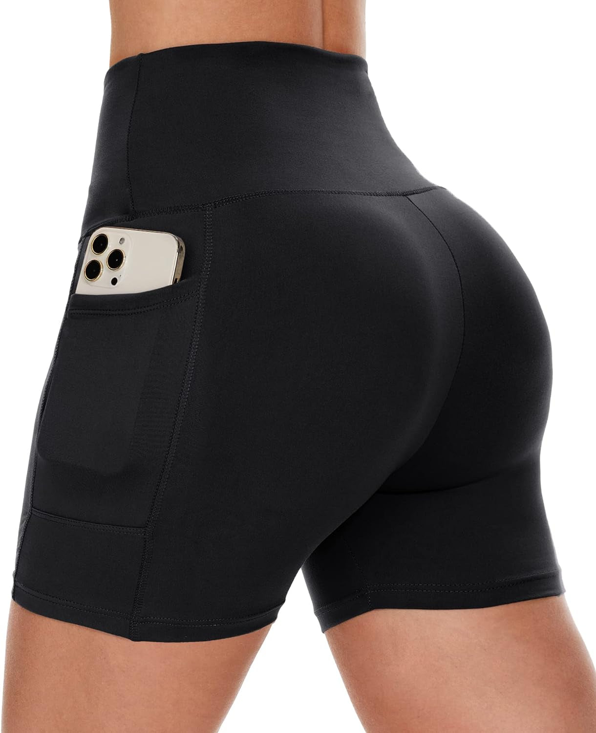 Biker Shorts Women with Pockets - 3"/5"/8" High Waisted Workout Spandex Tummy Control Gym Running Yoga Shorts