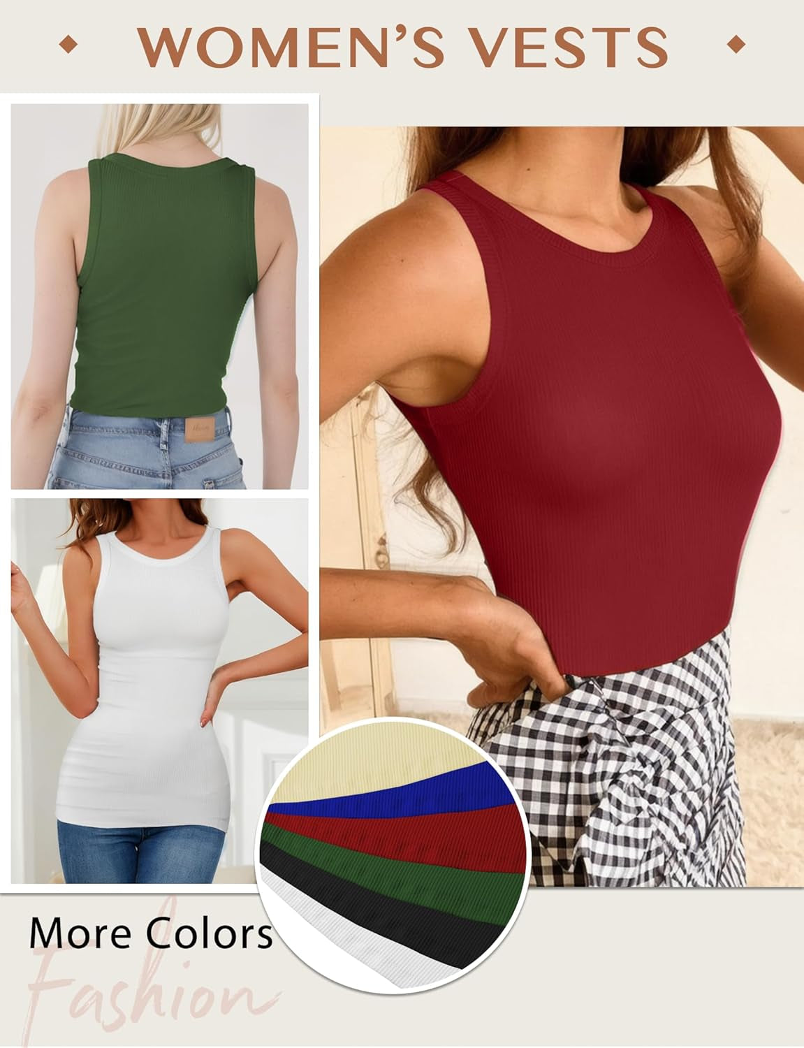 Tank Top for Women, Racerback Ribbed Tank Tops for Women, Slim Knit Basic Summer Tops for Women 2024 Going Out Tops