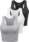 Sports Crop Tank Tops for Women Cropped Workout Tops Racerback Running Yoga Tanks Cotton Sleeveless Gym Shirts 3 Pack