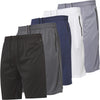 Mens 5 Pack Athletic Running Shorts, Basketball Gym Workout Shorts for Men with Zippered Pockets