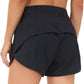 Womens High Waisted Running Shorts Quick Dry Athletic Workout Shorts with Mesh Liner Zipper Pockets