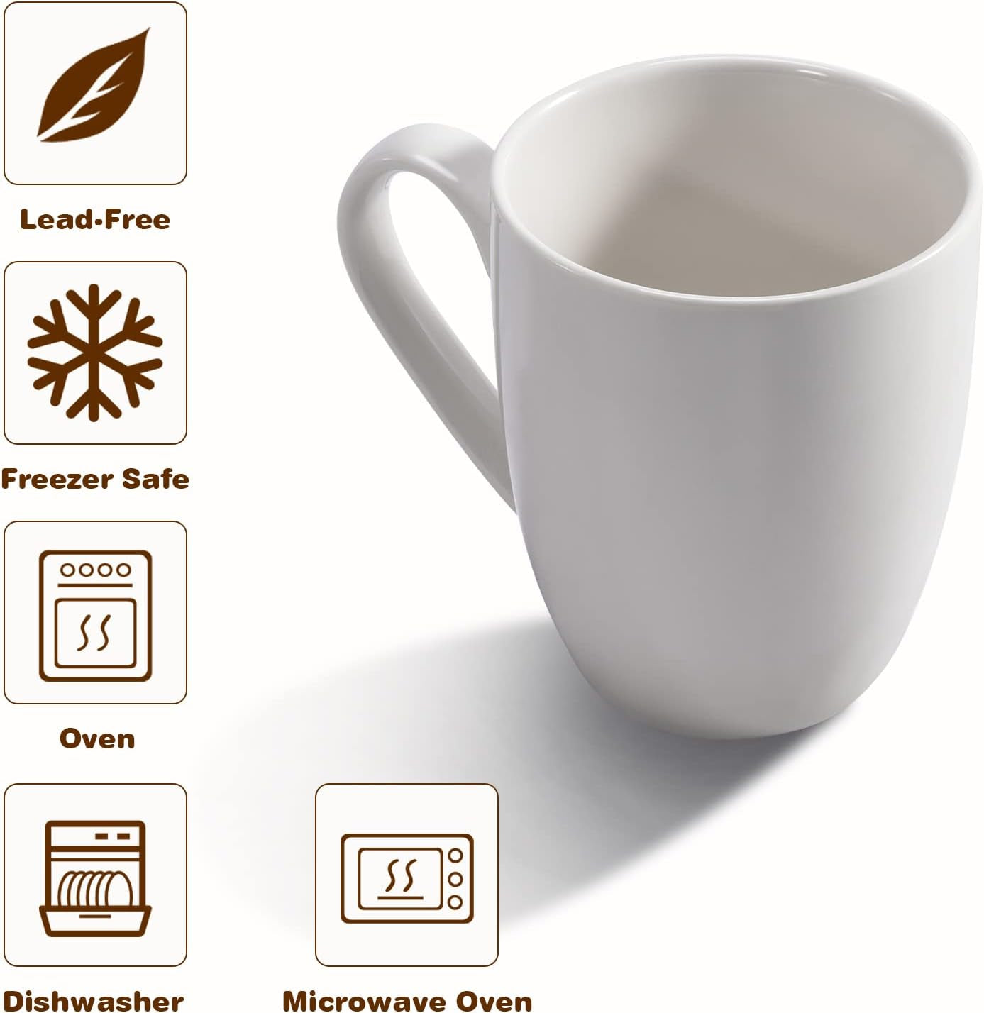 16 Oz Large Coffee Mug with Handle Tea Cup Novelty Coffee Cup for Men Women Office Work, White