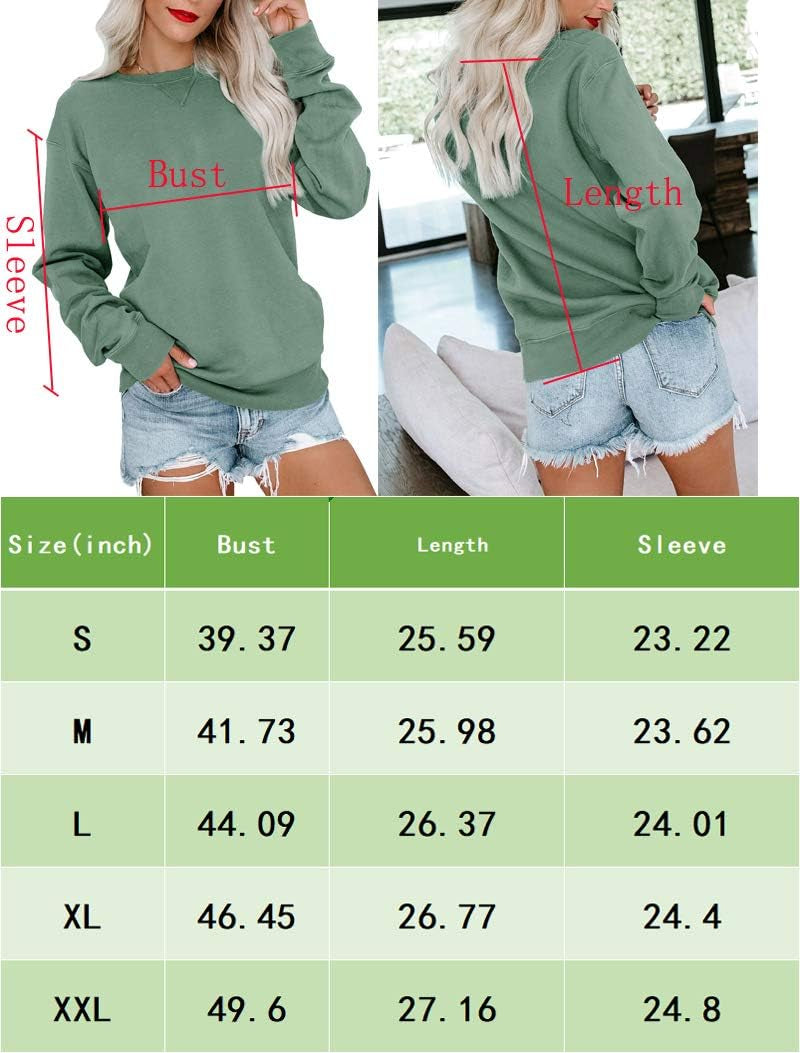 Womens Casual Long Sleeve Sweatshirt Crew Neck Cute Pullover Relaxed Fit Tops