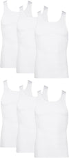 Men'S Cotton Tank Undershirts Pack, Moisture-Wicking Ribbed Tanks, Lightweight Cotton Tank Undershirts, 6-Pack