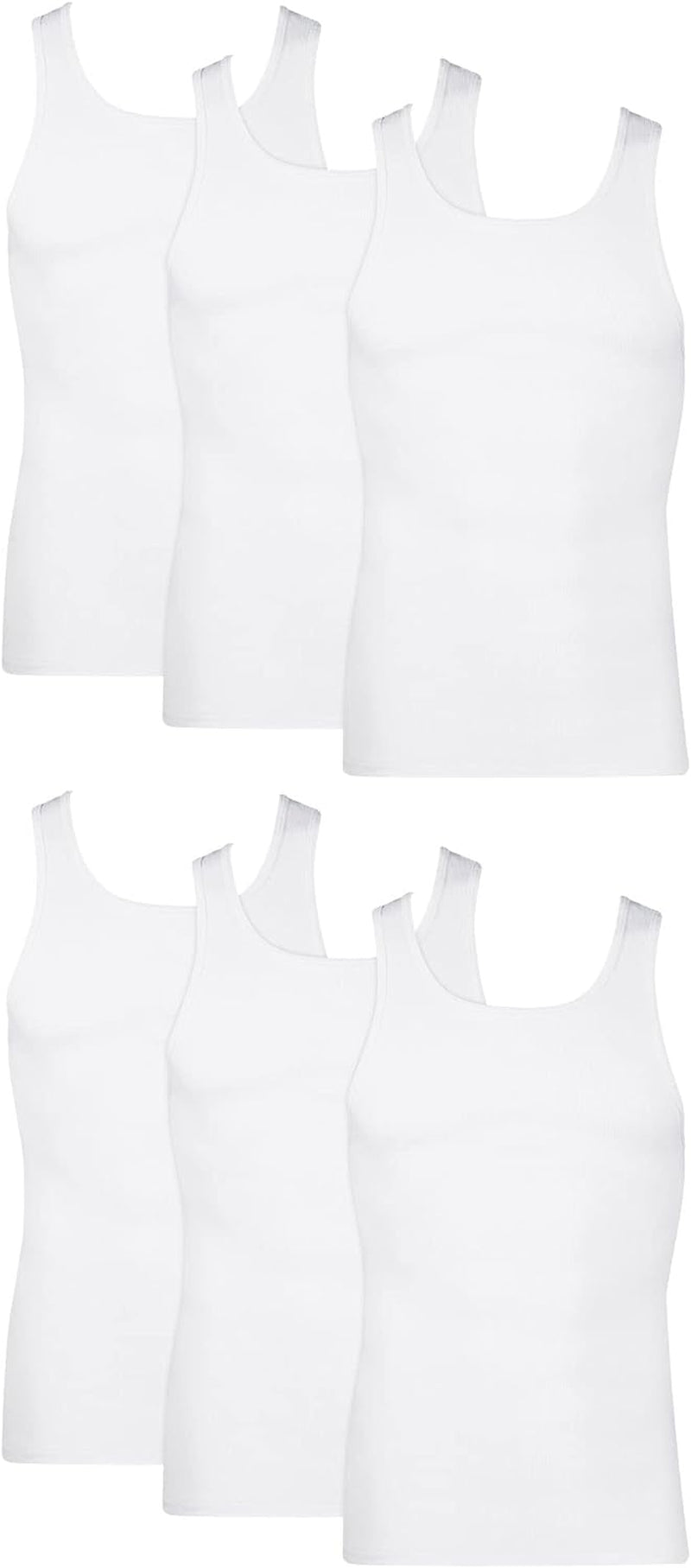 Men'S Cotton Tank Undershirts Pack, Moisture-Wicking Ribbed Tanks, Lightweight Cotton Tank Undershirts, 6-Pack