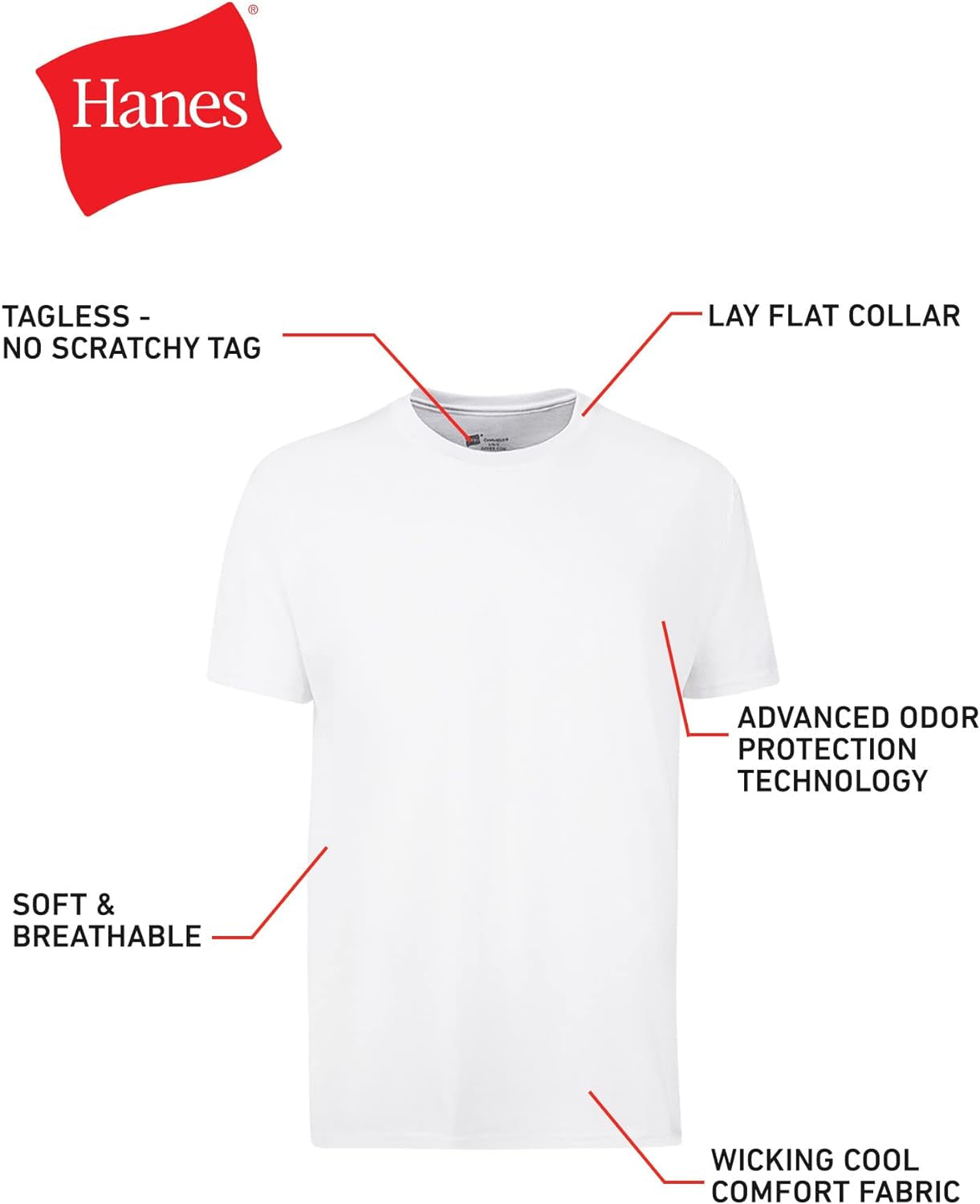 Men'S Cotton, Moisture-Wicking Crew Tee Undershirts, Multi-Packs Available